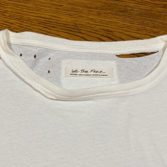 NWT We The Free T Shirt Size M Dani Oversized Distressed Cream Short Sleeve - Picture 11 of 11
